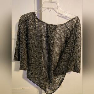 Black & Gold Scalloped short Sleeves with open front.